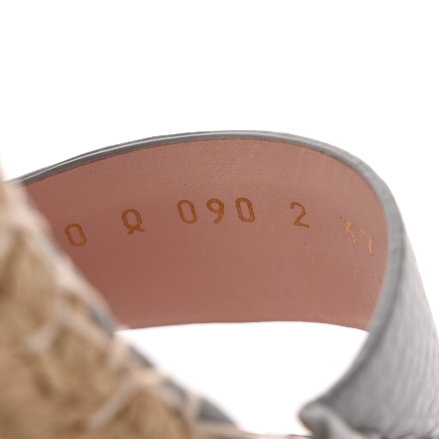 Valentino Garavani Grained Calfskin Rockstud Ankle Strap Espadrille 15/105mm Wedge Sandals 37 Pastel Grey Natural 8 of 15
