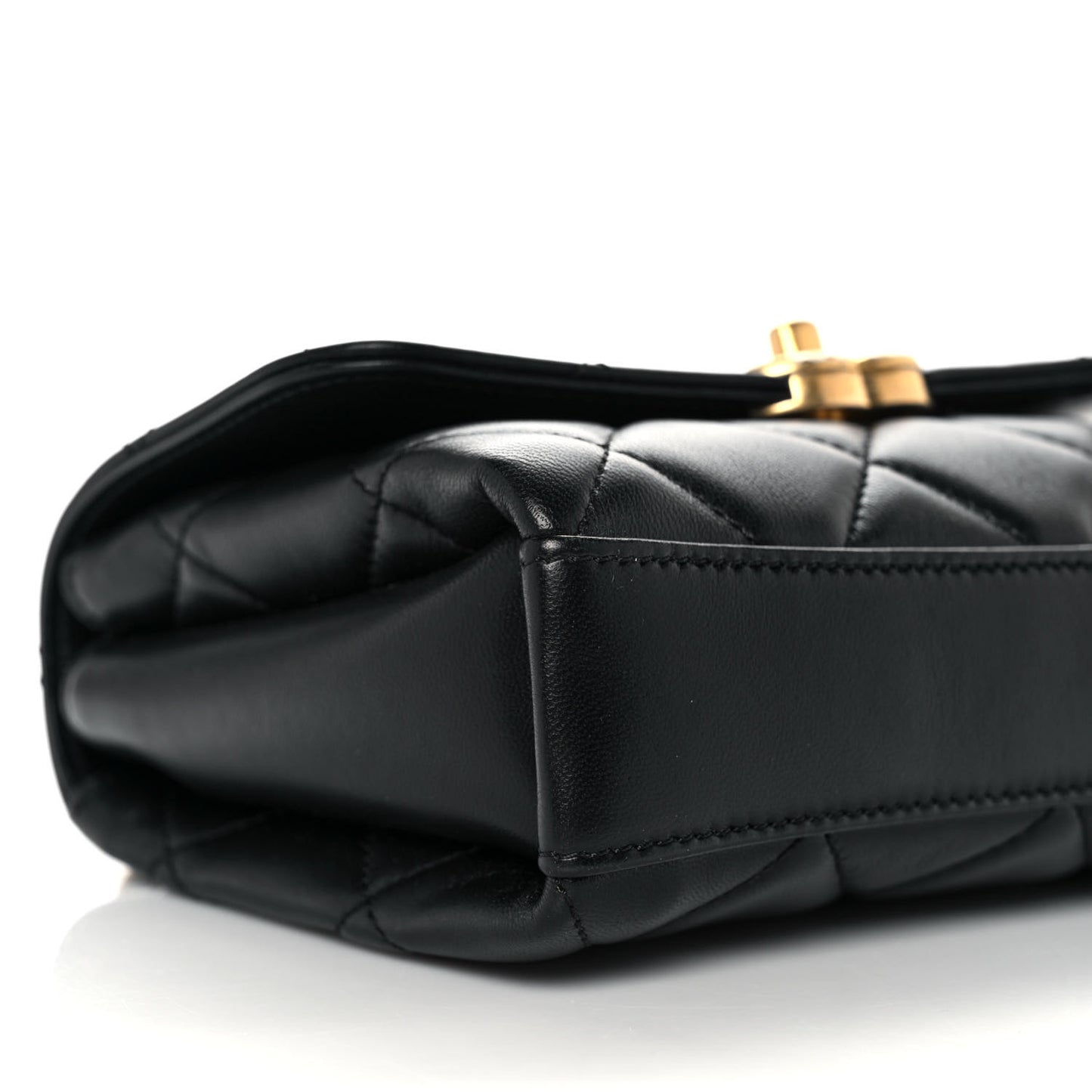 Lambskin Quilted Mini CC Crystal Logo Chain Flap Black