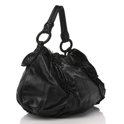 Prada Nappa Ruffle Hobo Black 2 of 10