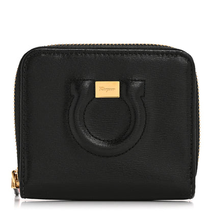 Salvatore Ferragamo Printed Calfskin Gancini Zip Around Wallet Black 1 of 9