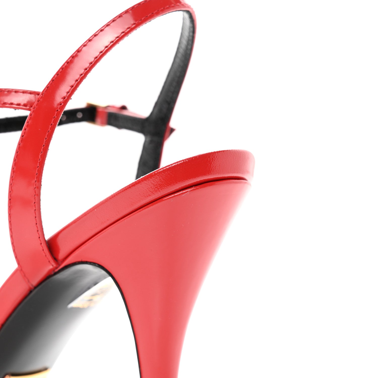 Gucci Regent Calfskin Peep Toe Sandals 37.5 Heron Red 9 of 10