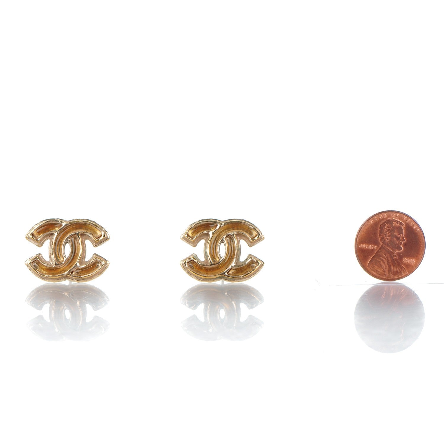 Chanel Enamel CC Earrings Gold Light Gold 2 of 5