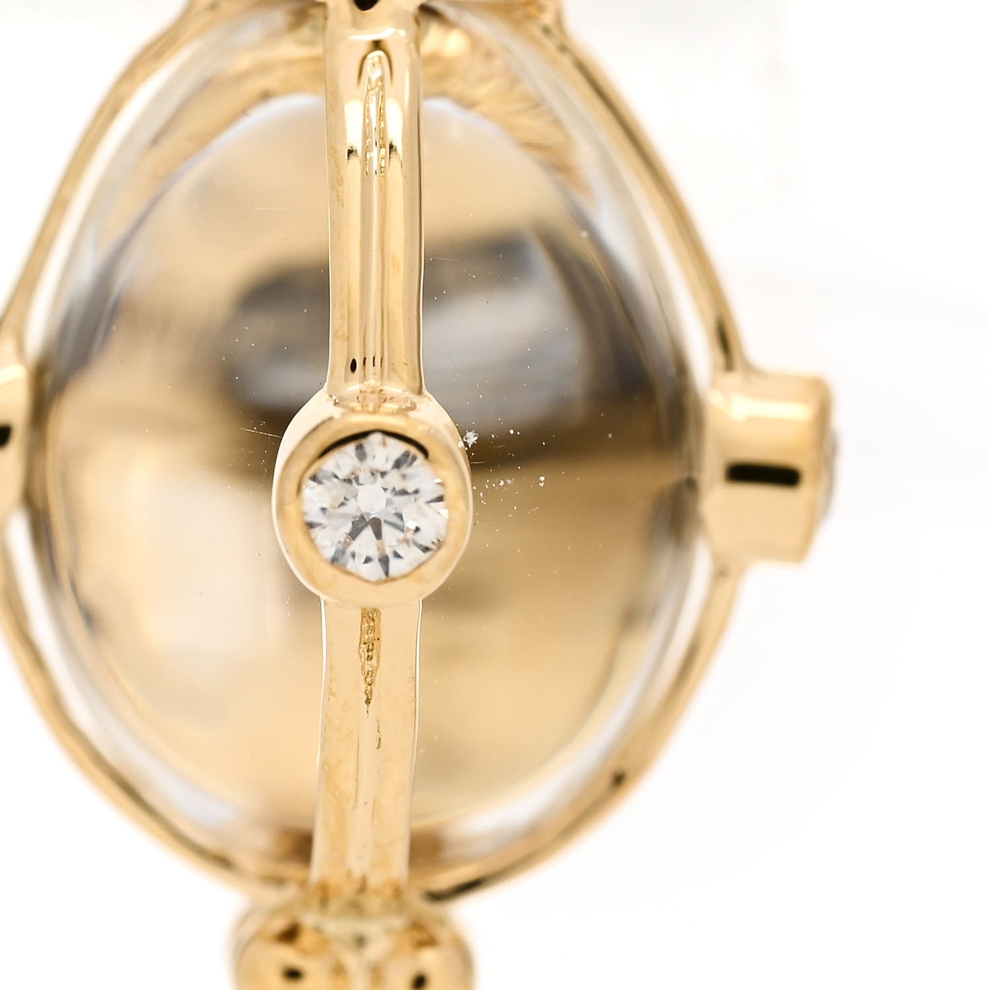 18K Yellow Gold Diamond Rock Crystal XS Classic Amulet Pendant