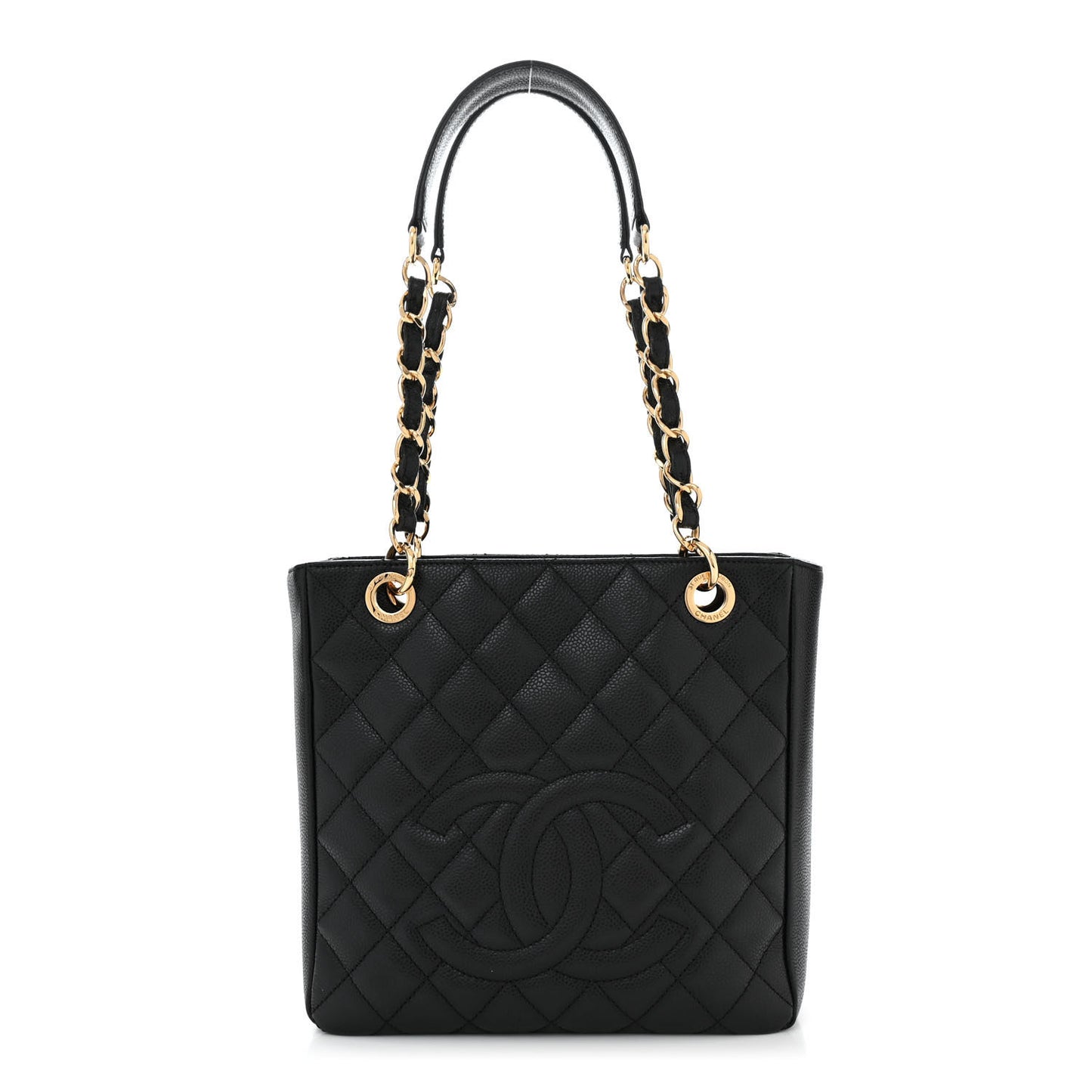 Caviar Quilted Petit Shopping Tote PST Black