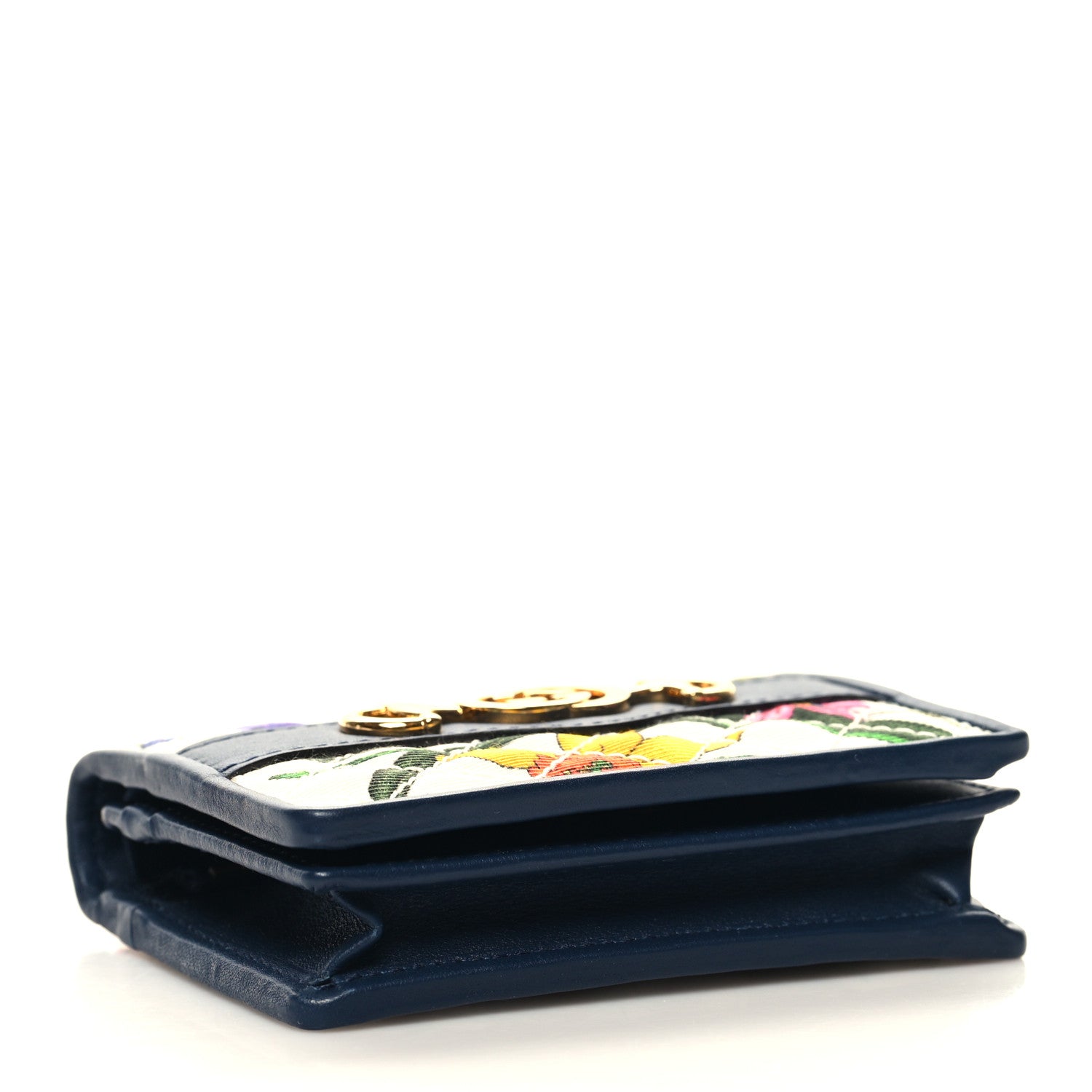 Gucci Canvas Flora Floral Trapuntata Zumi Card Case Wallet Great White Multicolor Blue Agata 4 of 9