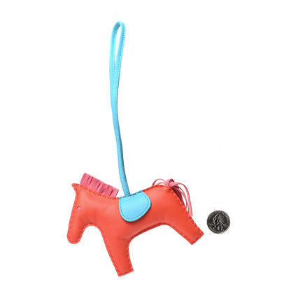 Hermes Milo Lambskin Grigri Rodeo Horse Bag Charm MM Orange Poppy Rose Azalee Bleu Azteque 2 of 3