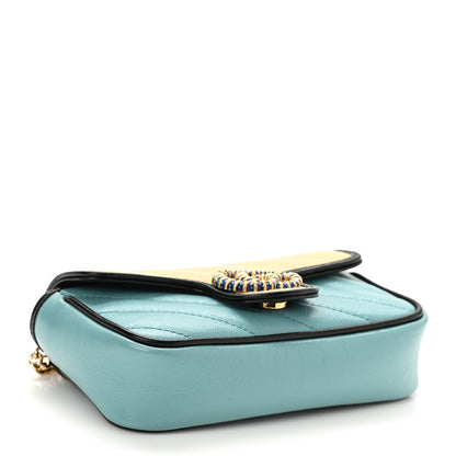 Gucci Azalea Calfskin Enamel Matelasse Diagonal Super Mini Torchon GG Marmont Shoulder Bag Butter Dusty Azure Black Electric Blue 4 of 10