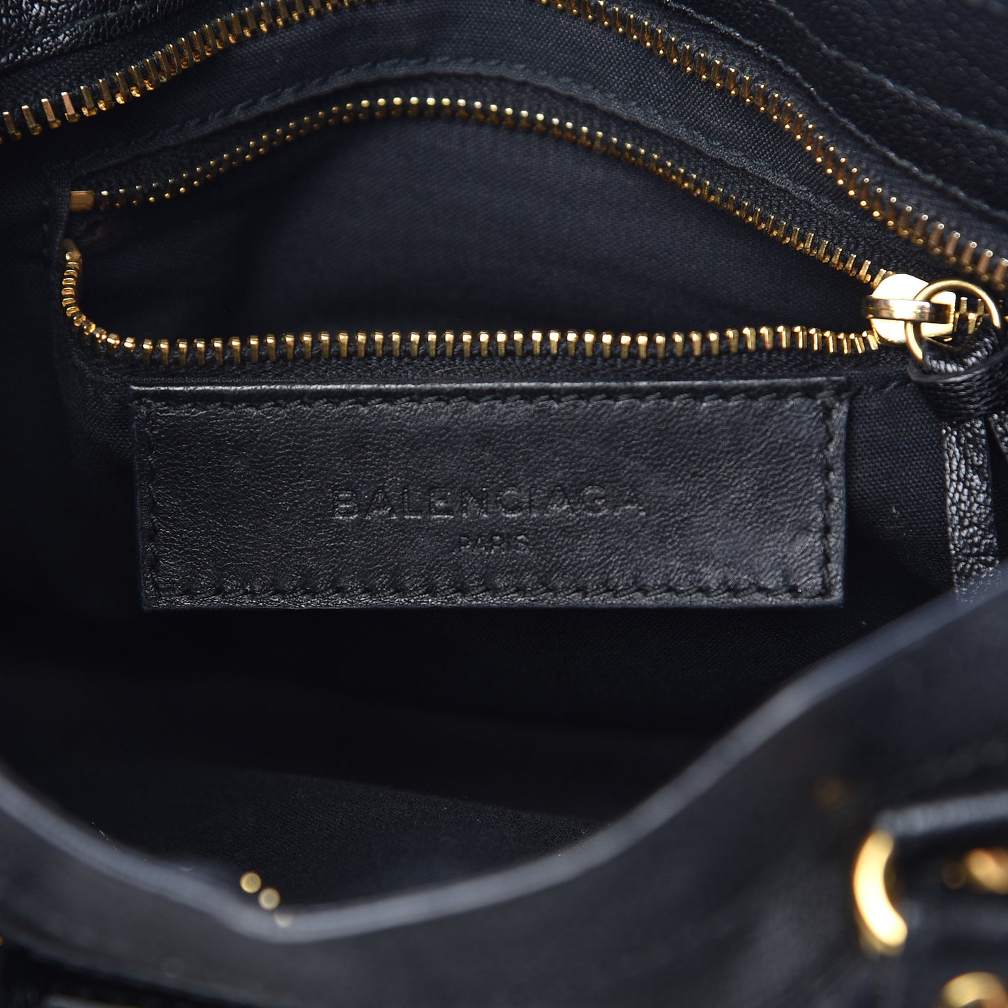 Chevre Gold Metallic Edge Hardware Mini City Black