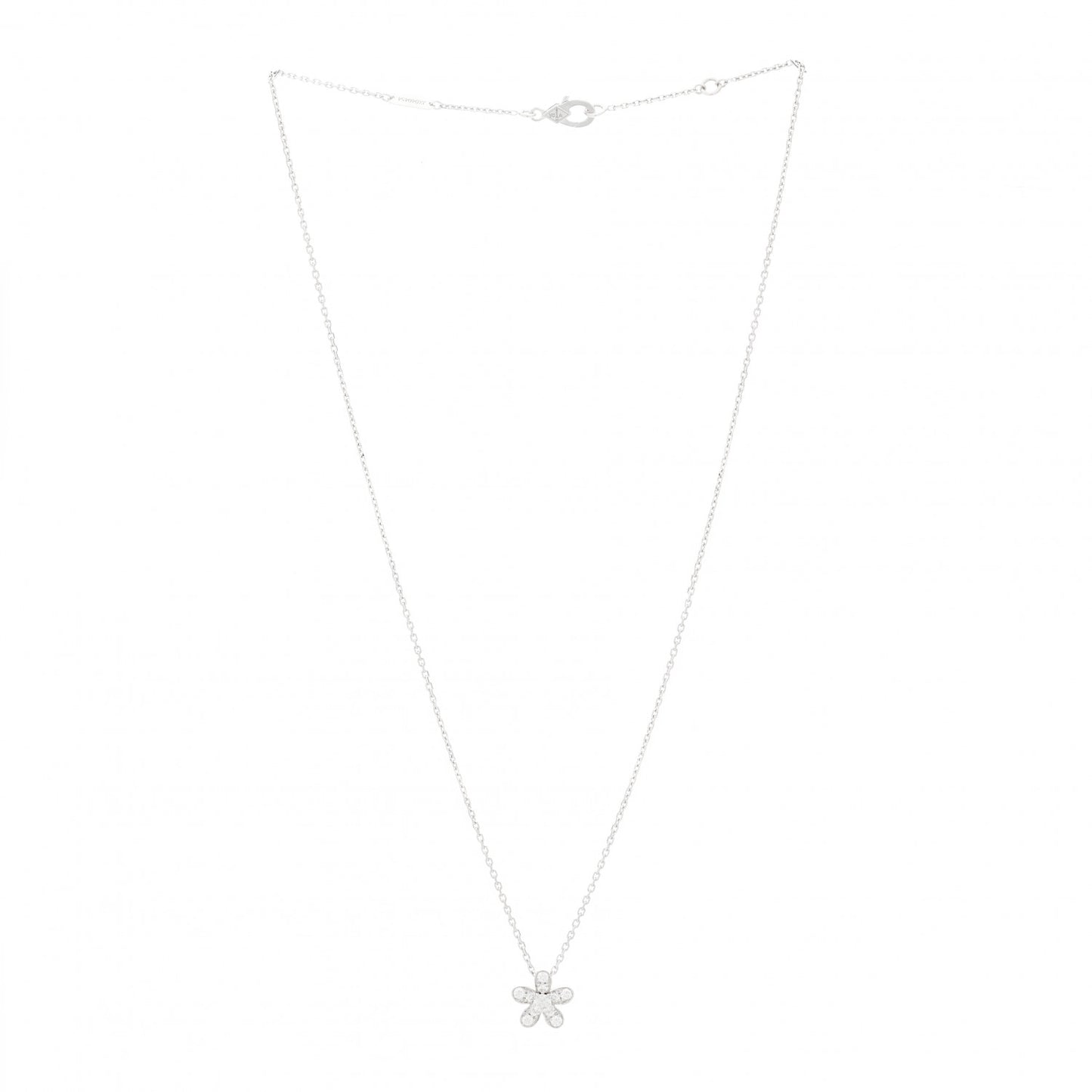 18K White Gold Diamond Socrate One Flower Pendant Necklace