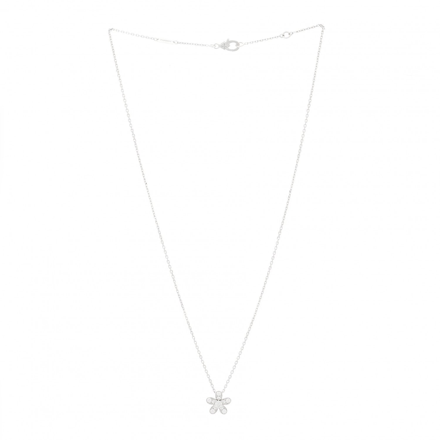 Van Cleef & Arpels 18K White Gold Diamond Socrate One Flower Pendant Necklace 3 of 6