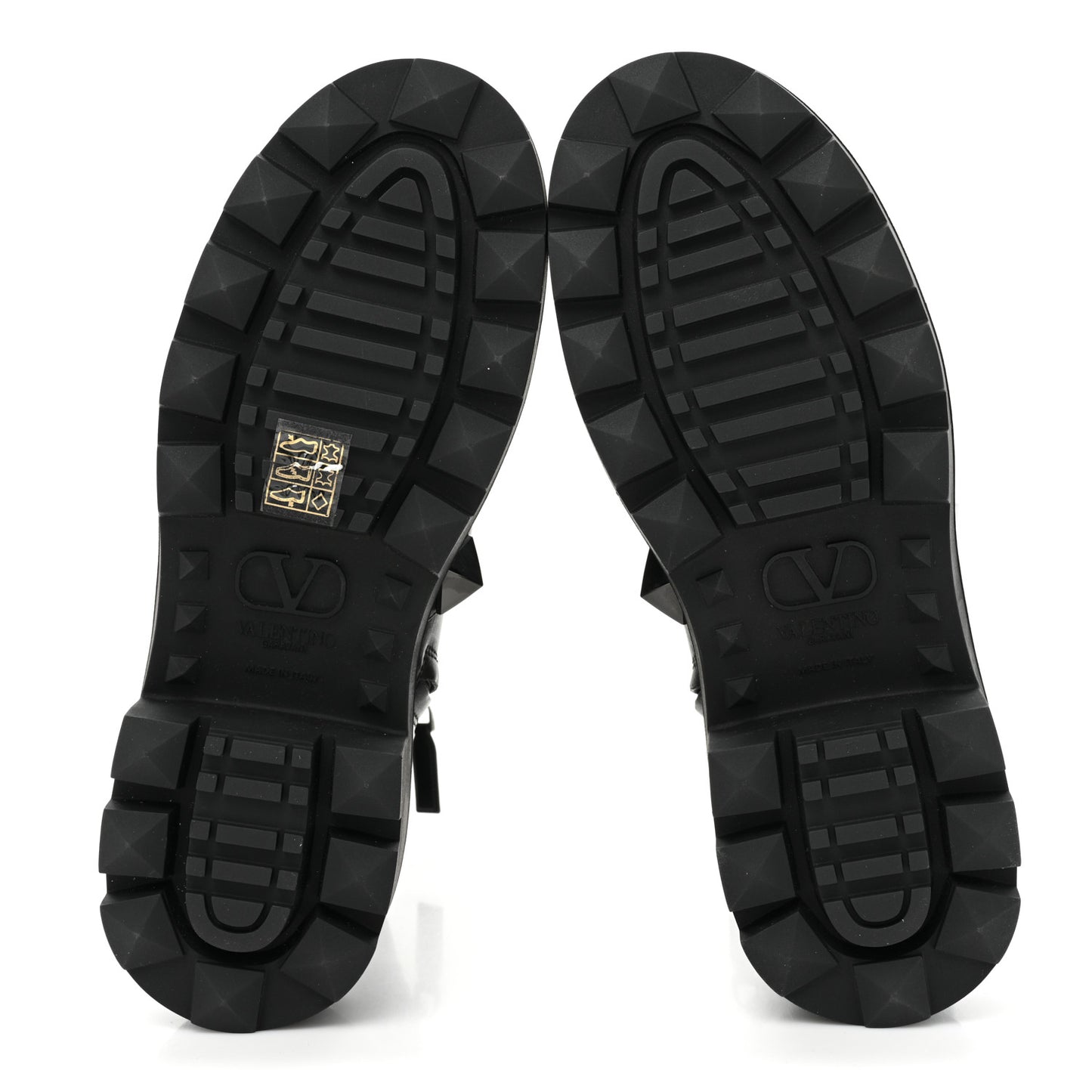 Calfskin Tonal Roman Stud 20/40mm Combat Boots 38 Black