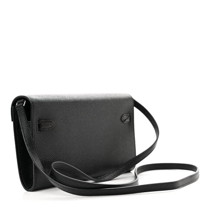 Hermes Epsom Matte Alligator Touch Kelly Wallet To Go Black 3 of 9