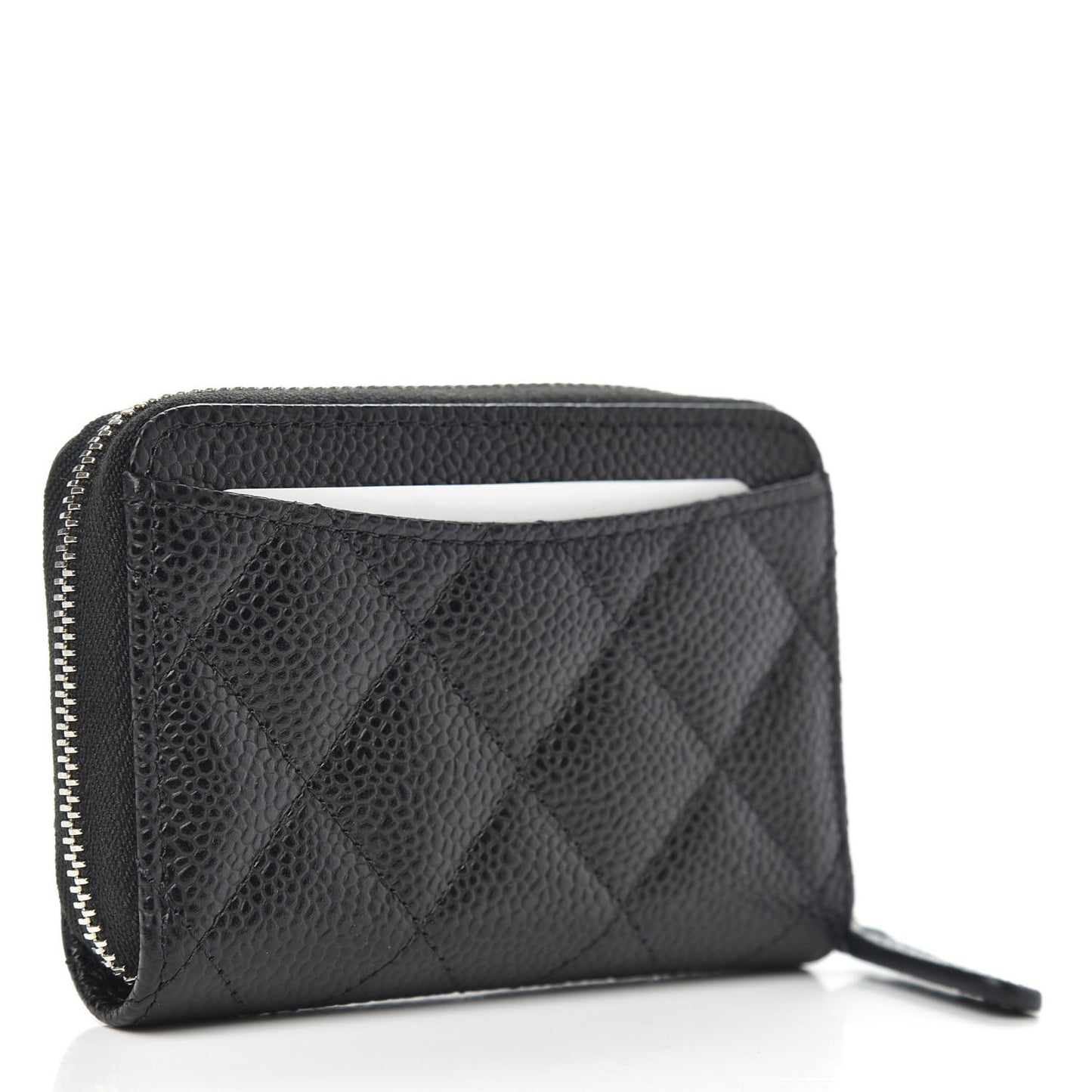 Caviar Quilted Zip Coin Purse Black