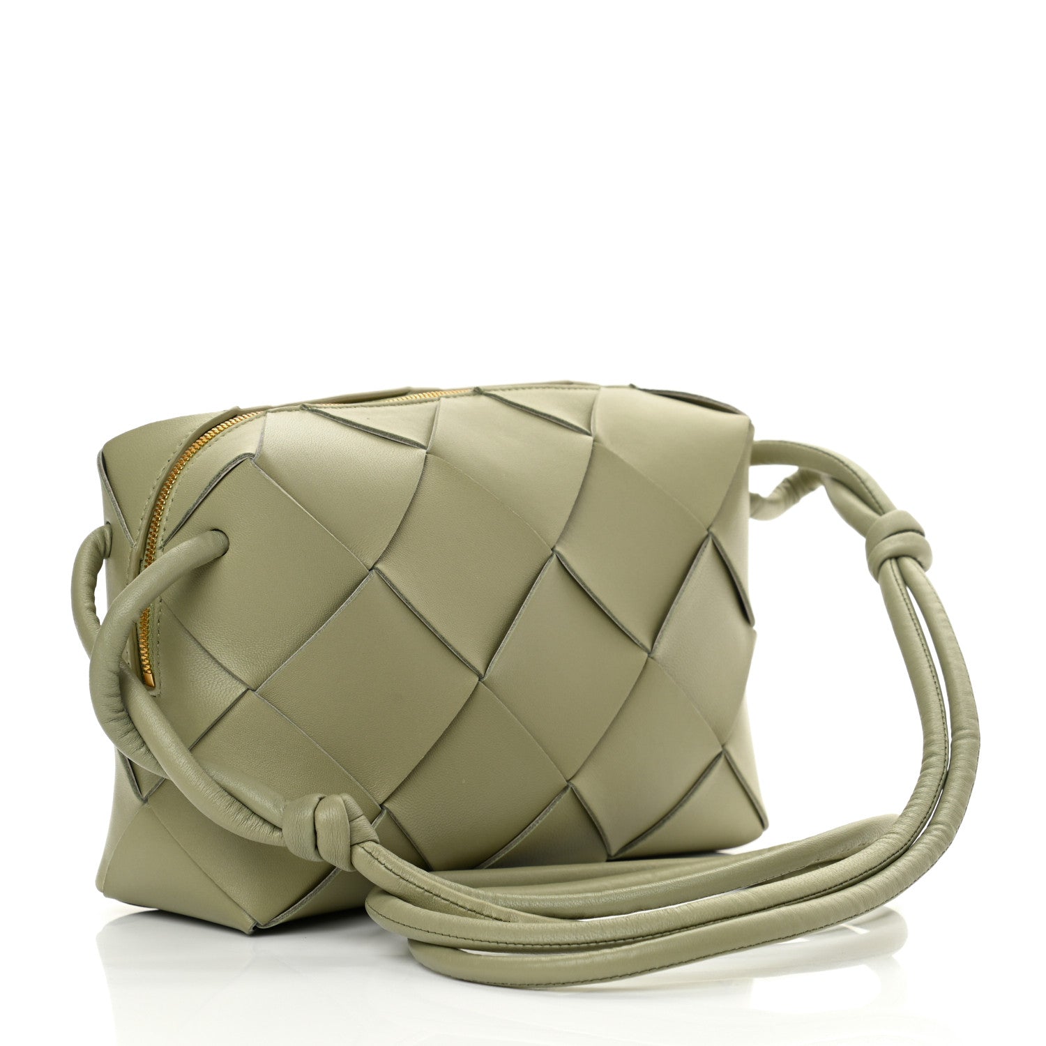 Bottega Veneta Lambskin Maxi Intreccio Small Cassette Camera Bag Travertine 3 of 9