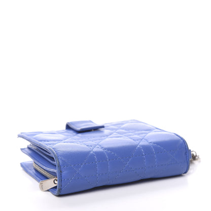 Christian Dior Lambskin Cannage Lady Dior Eden Wallet Blue 3 of 10
