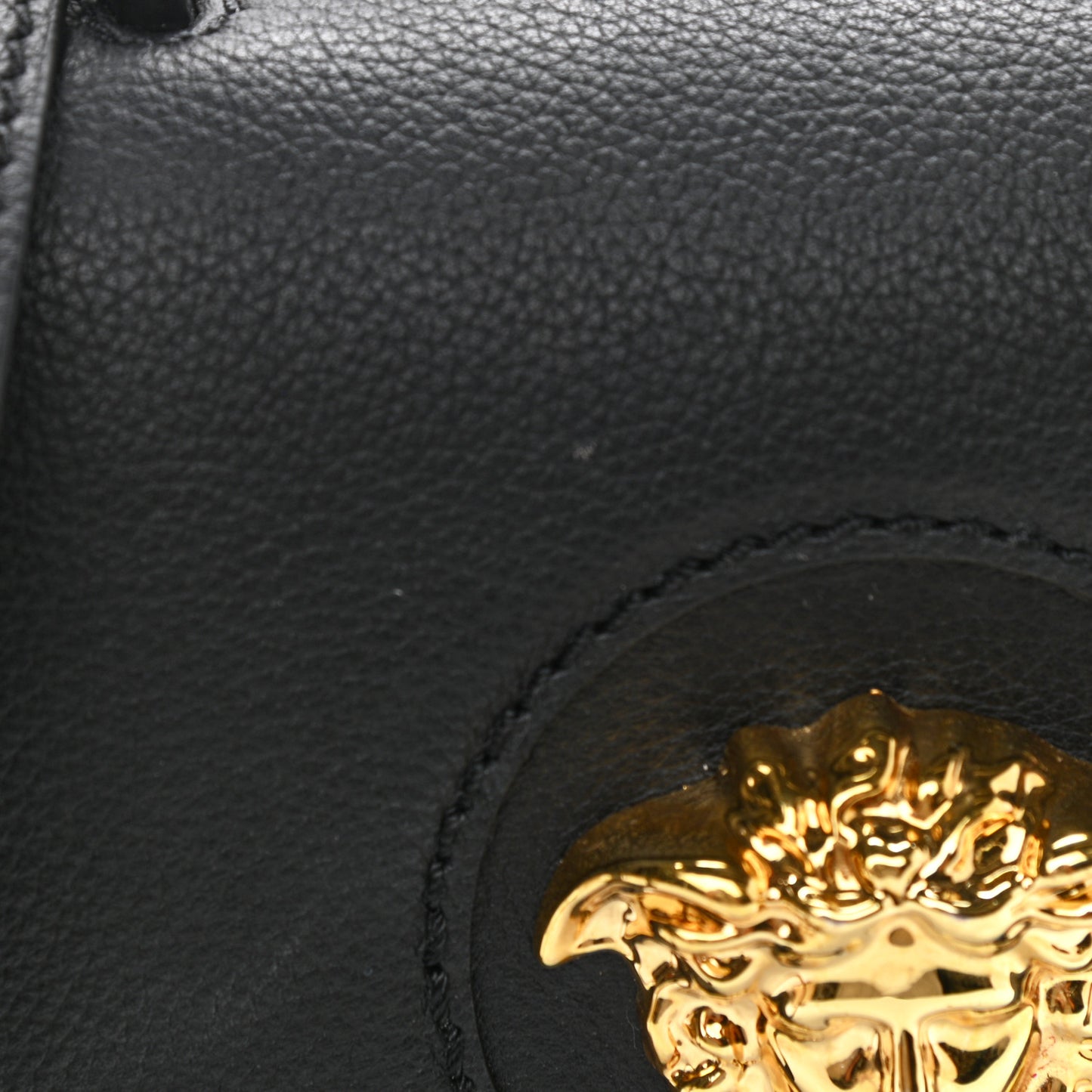Grained Calfskin Small La Medusa Top Handle Bag Black