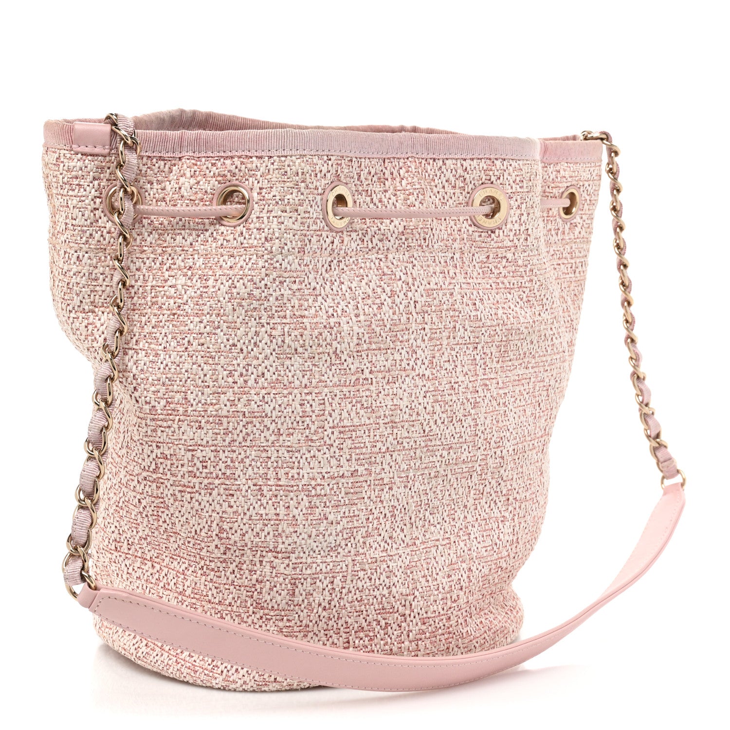 Chanel Lurex Boucle Deauville Drawstring Bag Pink 3 of 14