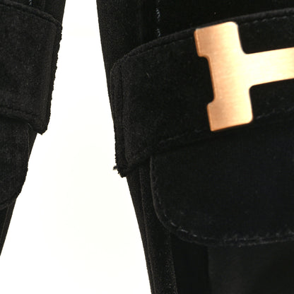 Hermes Velvet Womens Paris Loafers 39 Black 9 of 11