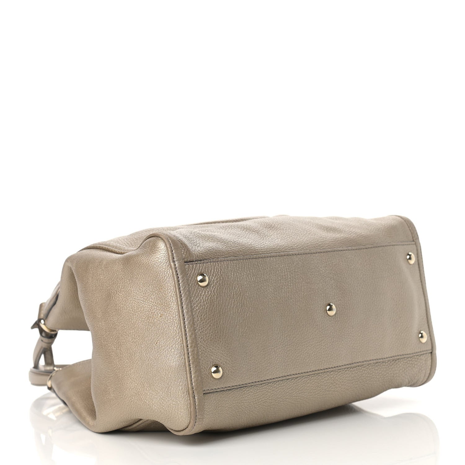 Gucci Metallic Pebbled Calfskin Large Soho Chain Shoulder Bag Golden Beige 3 of 16