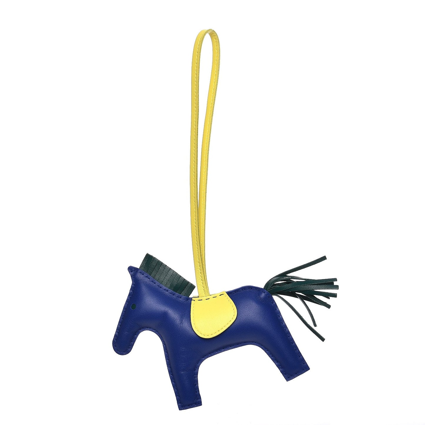 Milo Lambskin Grigri Rodeo Horse Bag Charm MM Bleu Electrique Lime Vert Fonce