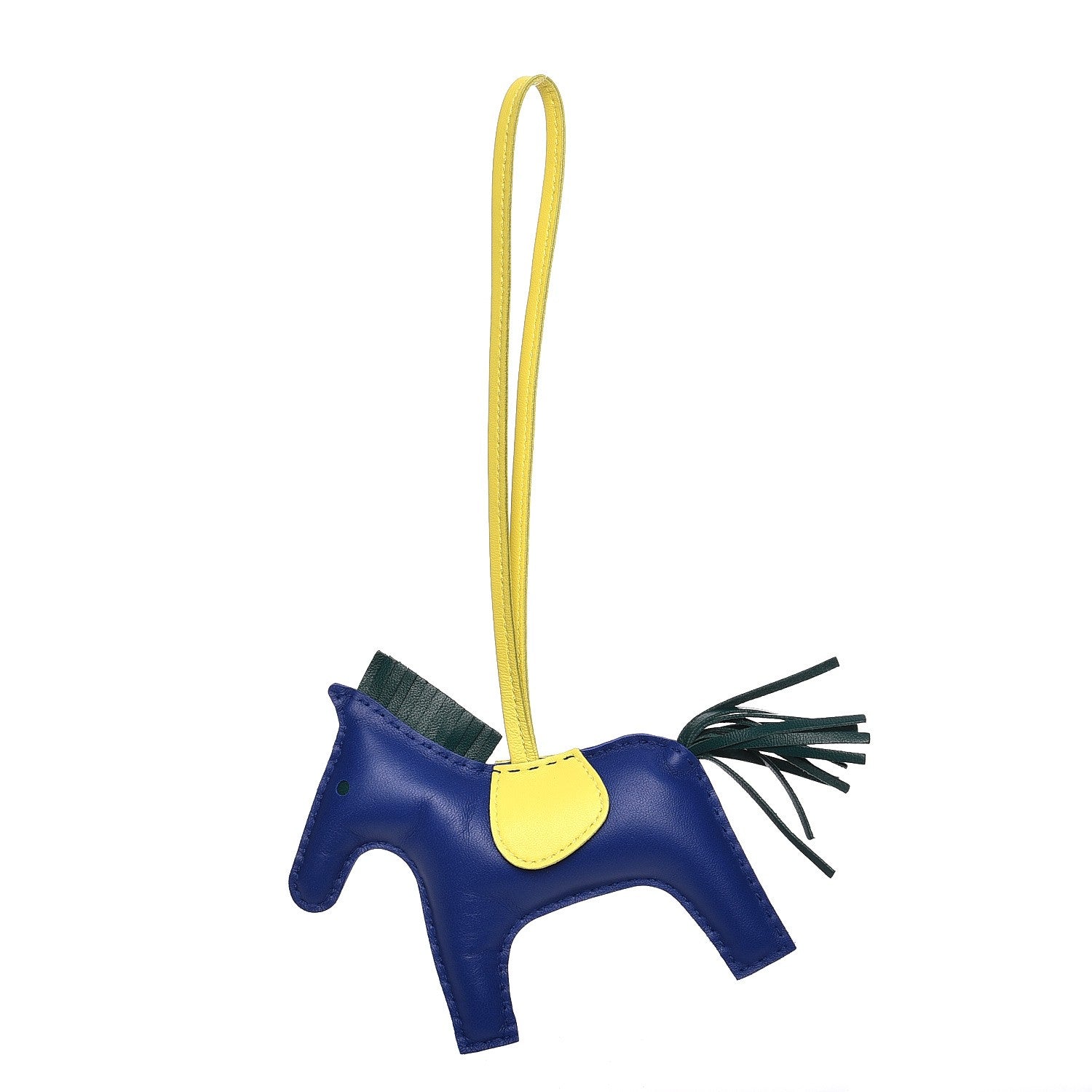 Hermes Milo Lambskin Grigri Rodeo Horse Bag Charm MM Bleu Electrique Lime Vert Fonce 1 of 5