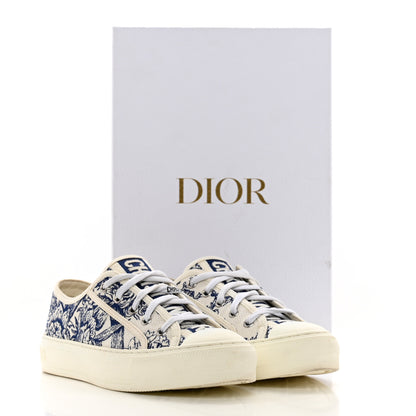 Christian Dior Canvas Toile De Jouy Embroidered Womens Walk Dior Low Top Sneakers 37 White Navy 9 of 9