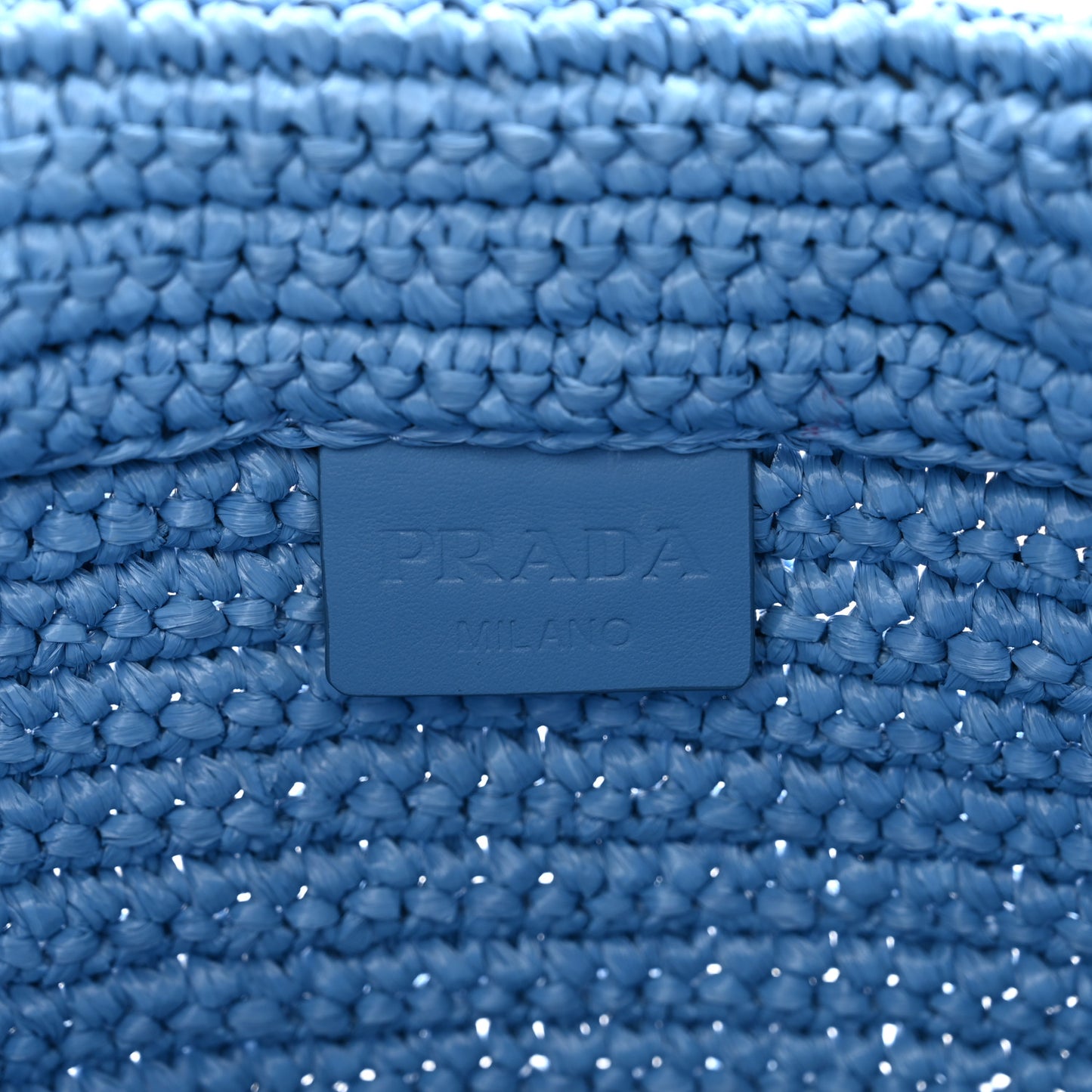 Yarn Raffia Effect Crochet Small Logo Tote Celeste Blue