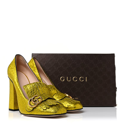 Gucci Galassia GG Marmont Fringe 105mm Loafer Pumps 41 Mimosa 10 of 10