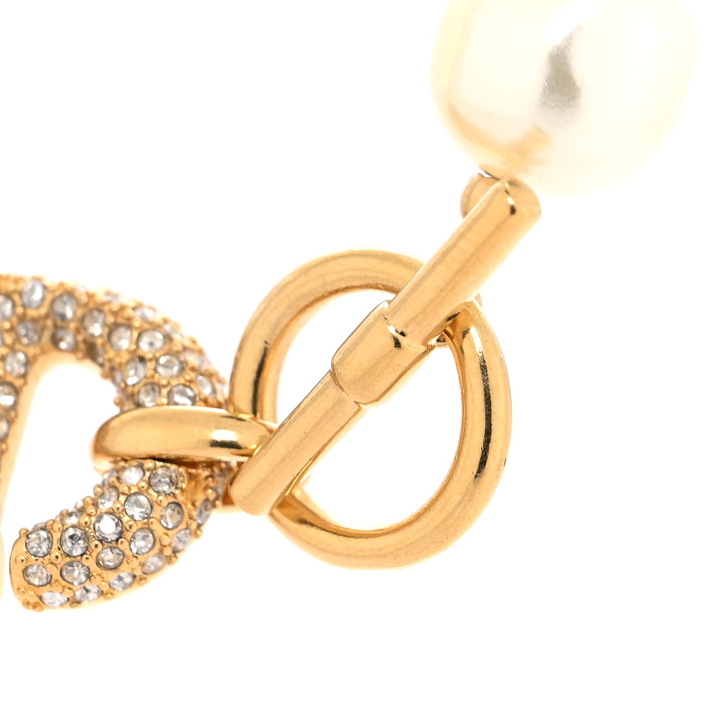Pearl CD Crystal Montaigne Choker Necklace Gold