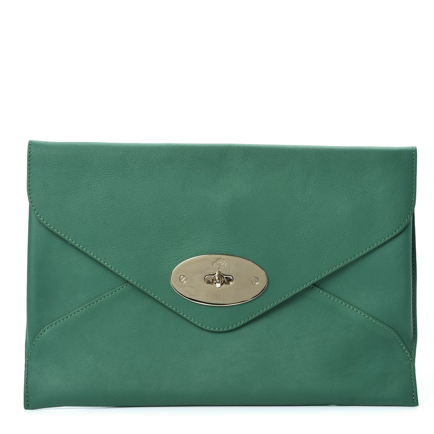 Classic Grain Calfskin Willow Clutch Emerald
