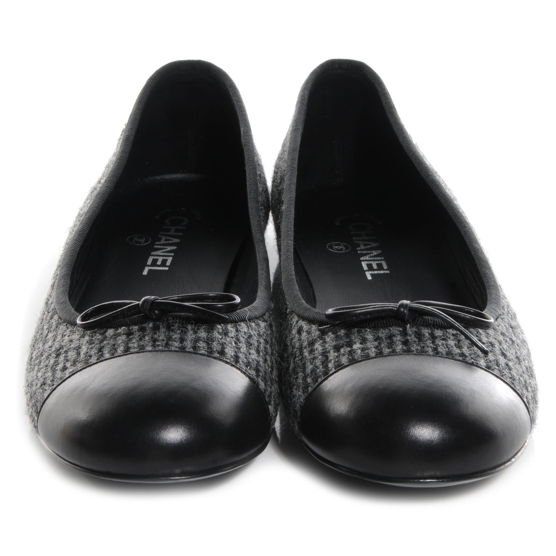 Chanel Tweed Ballerina Flats 41 Gris Noir 2 of 7