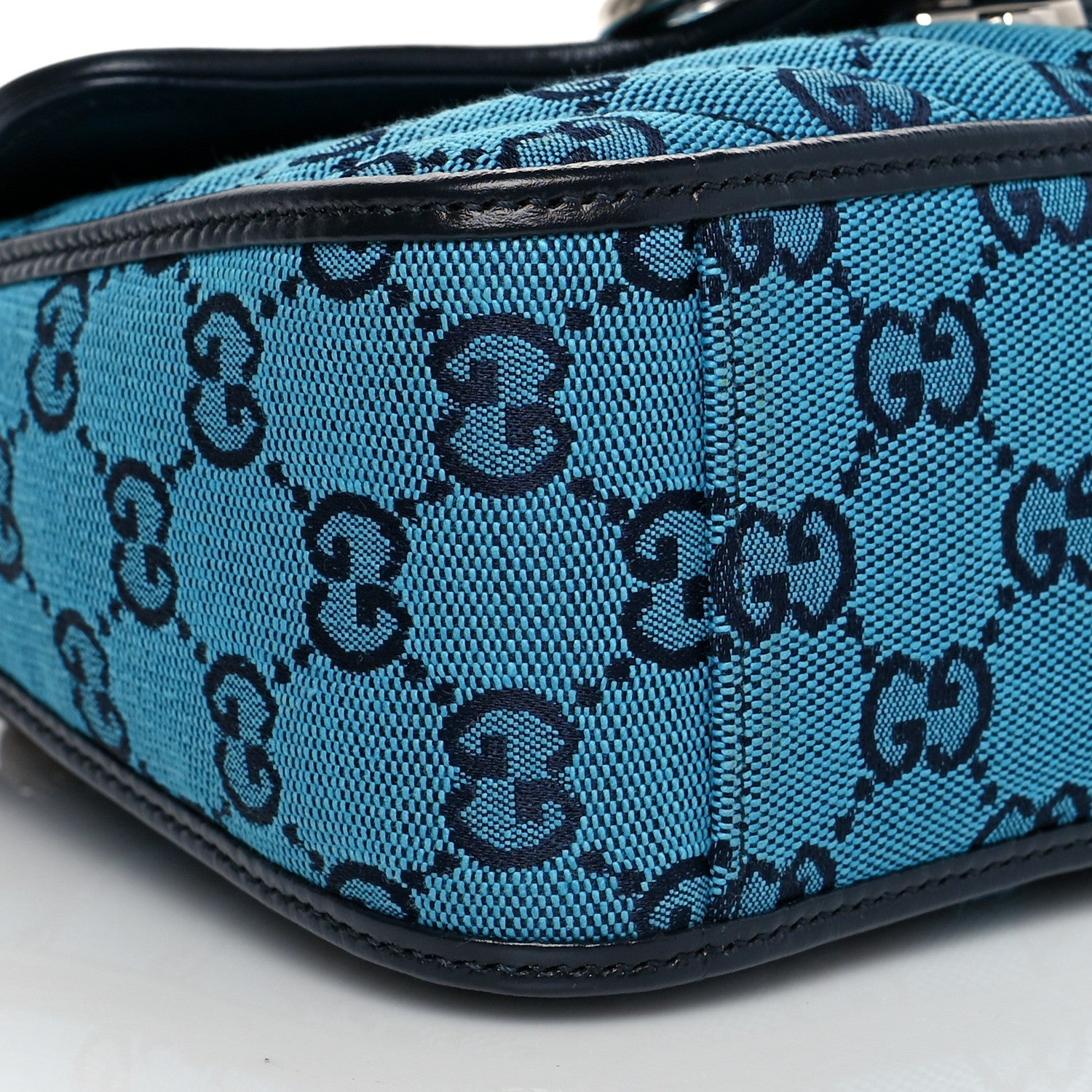 Gucci Monogram Multicolor Matelasse Diagonal Mini GG Marmont Top Handle Shoulder Bag Light Blue 9 of 11