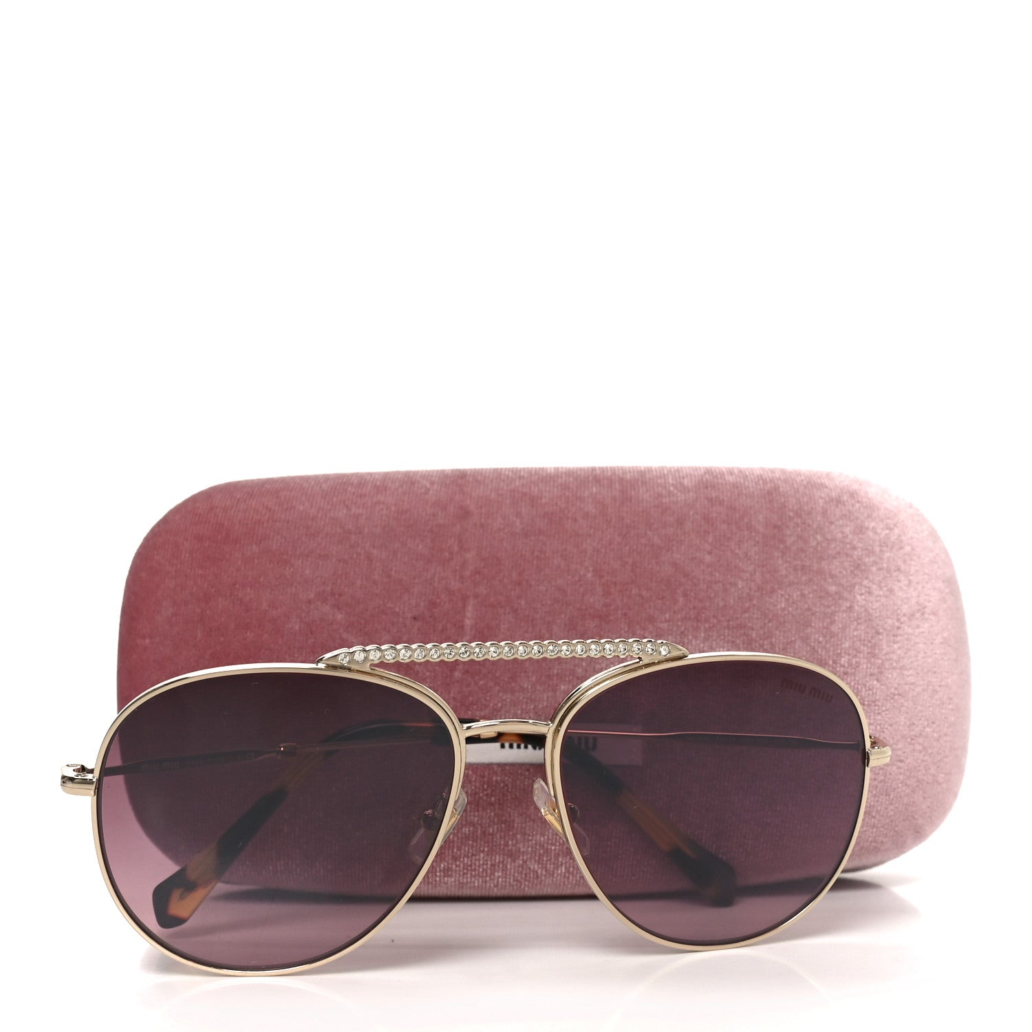 Miu Miu Metal Crystal Aviator Sunglasses SMU53V Pale Gold 7 of 7
