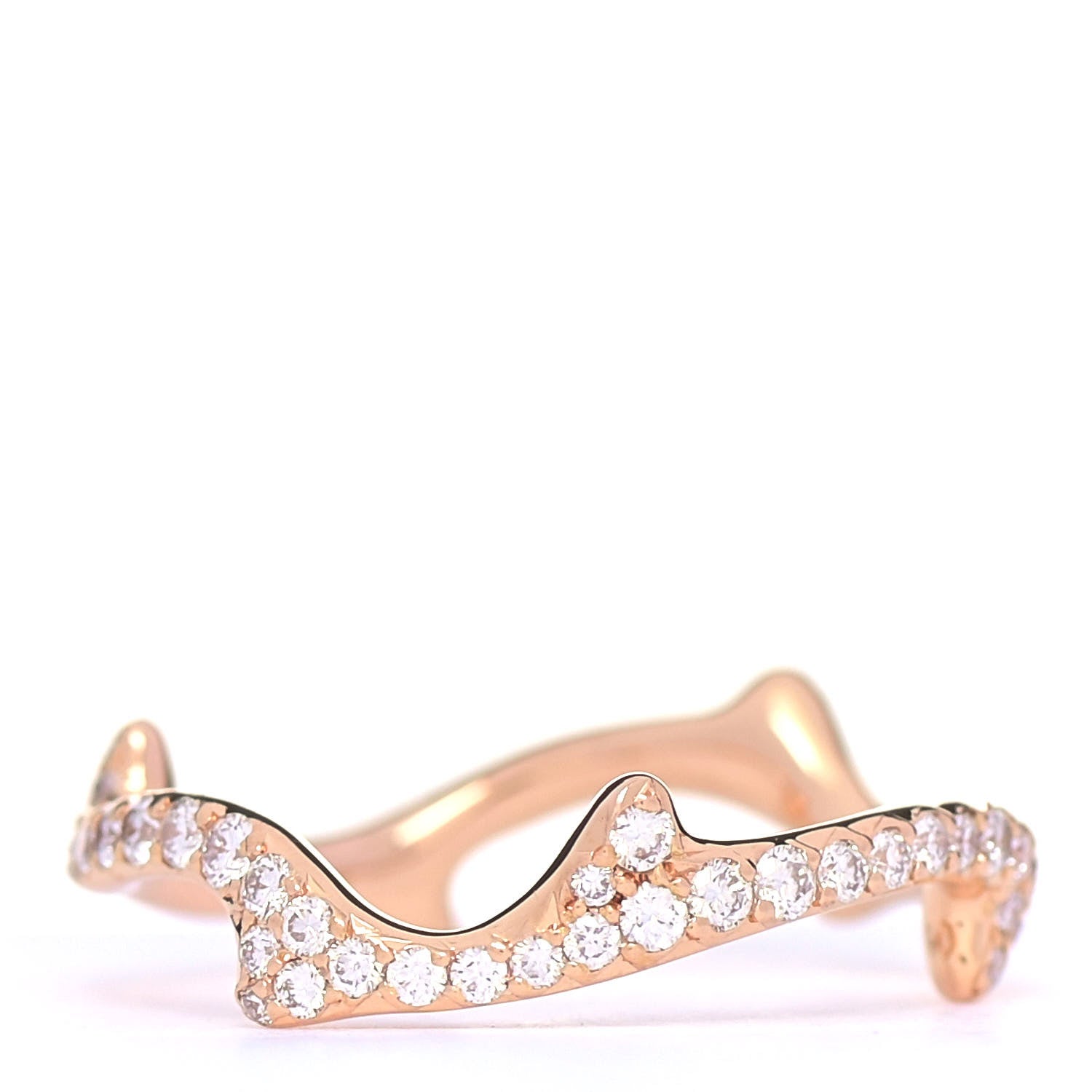 Christian Dior 18K Rose Gold Diamond Pave Bois de Rose Ring 51 5.5 3 of 5