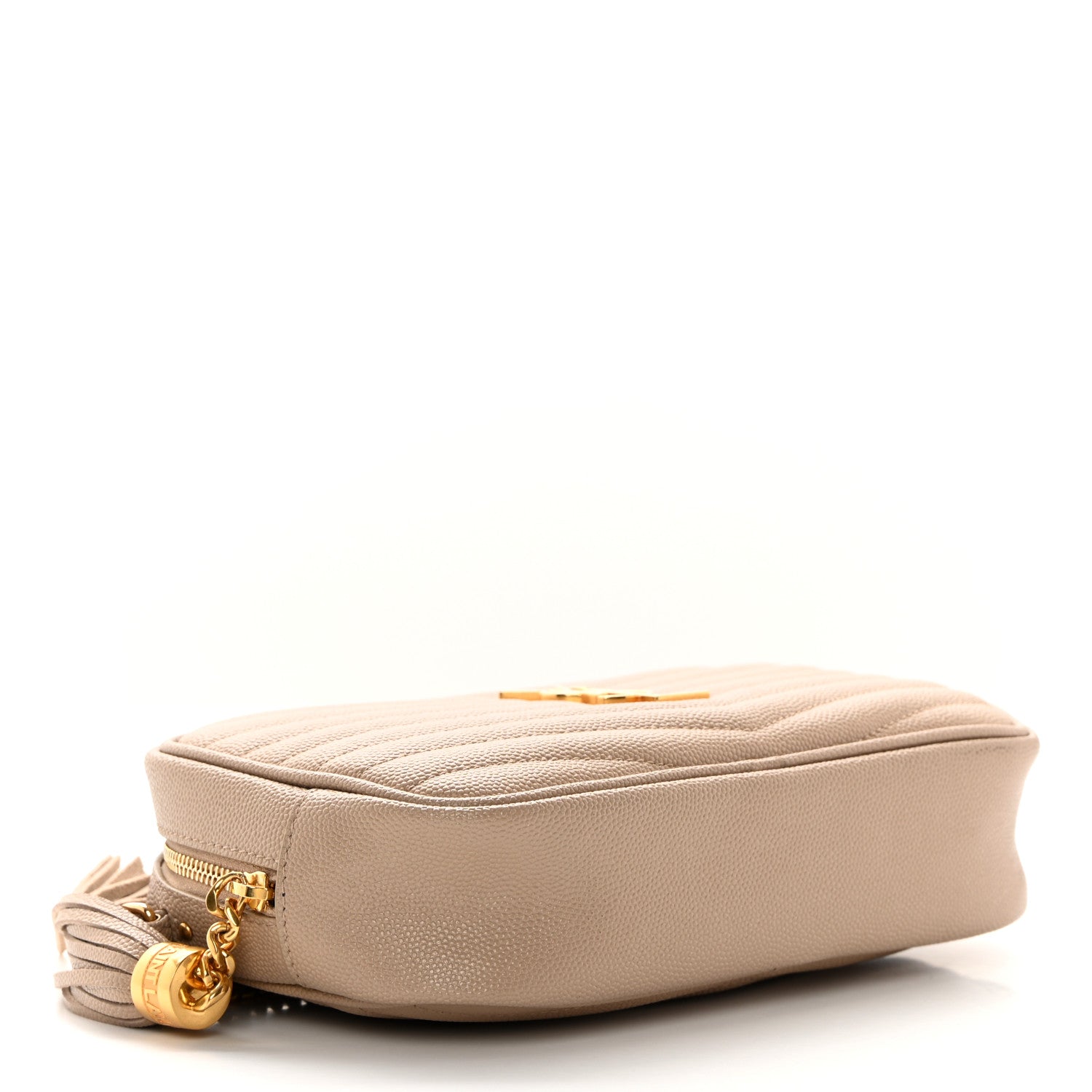 Saint Laurent Grain De Poudre Matelasse Monogram Mini Lou Camera Bag Dark Beige 4 of 12