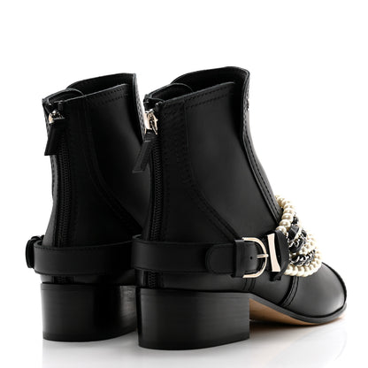 Chanel Calfskin Pearl Cap Toe Short Boots 36.5 Black 4 of 12