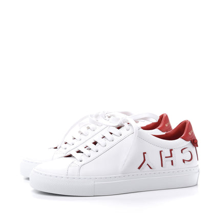 Givenchy Calfskin Reverse Logo Womens Urban Street Sneakers 35 White Red 3 of 10