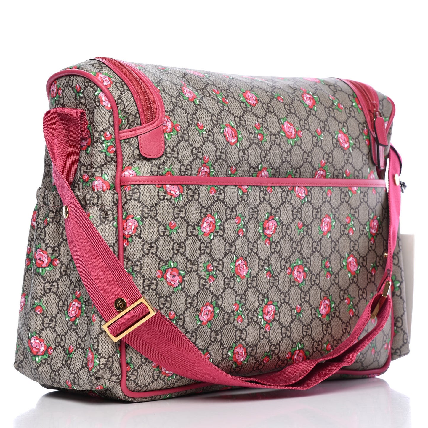 GG Supreme Monogram Rose Bud Diaper Bag Pink