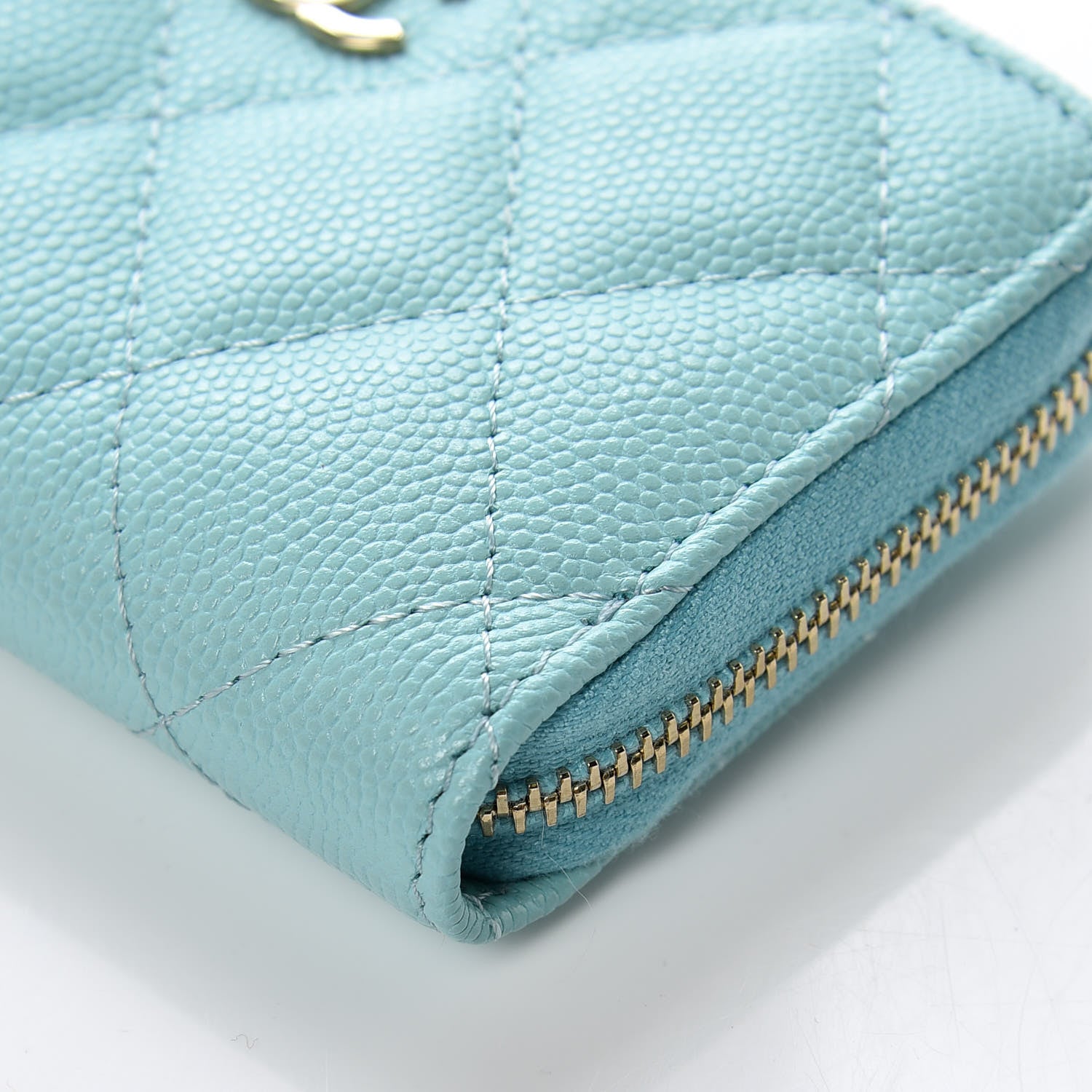 Chanel Caviar Quilted Zip Coin Purse Light Blue 6 of 10