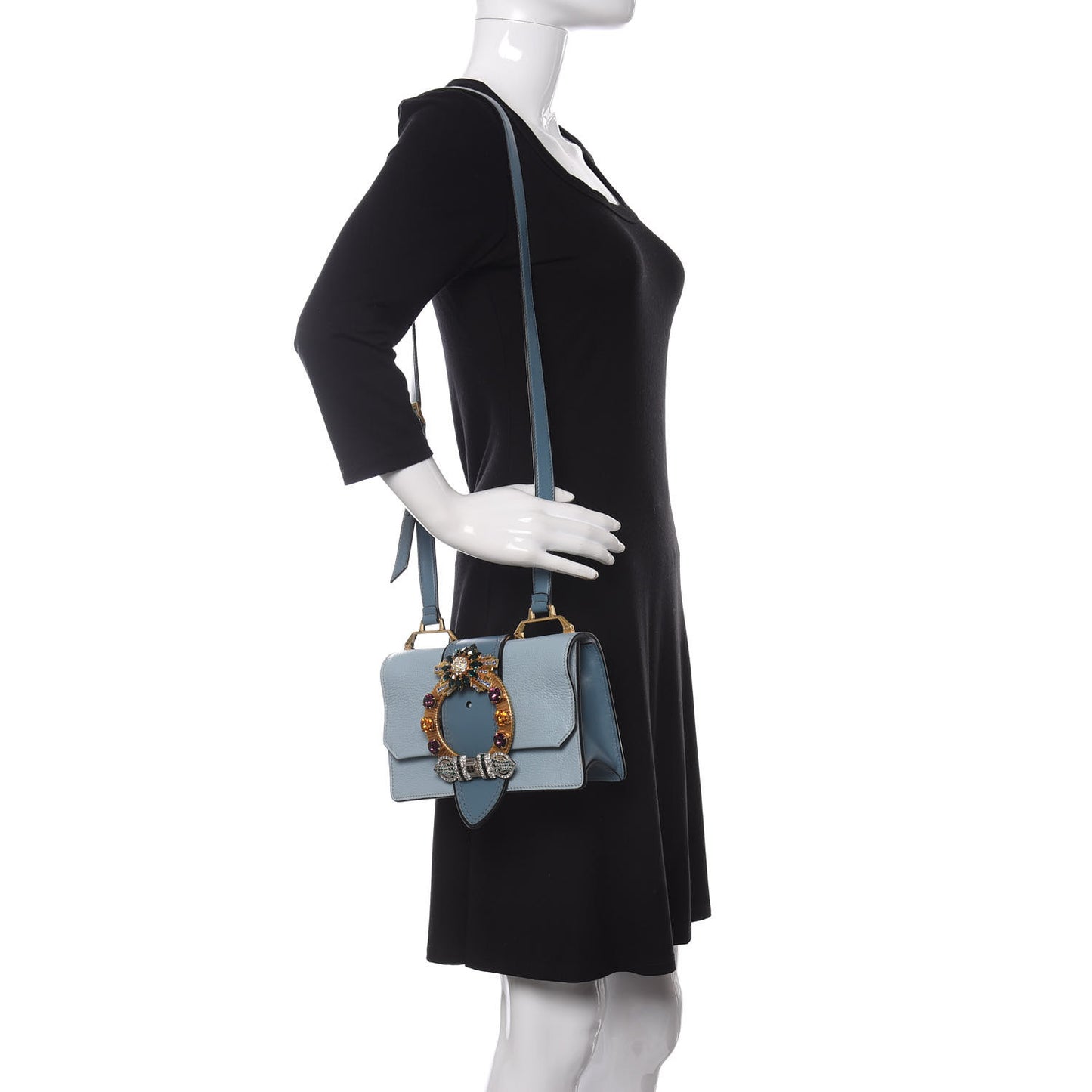 Goatskin Madras Soft Calf Crystal Embellished Shoulder Bag Astrale