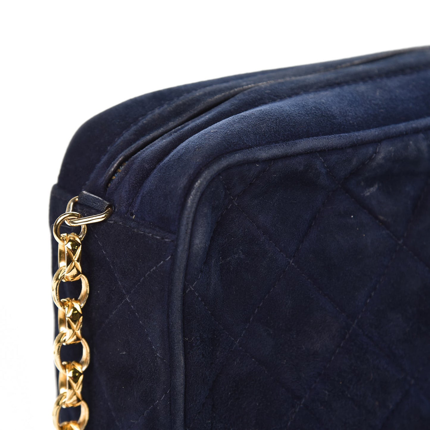 Suede Quilted CC Tassel Camera Case Navy
