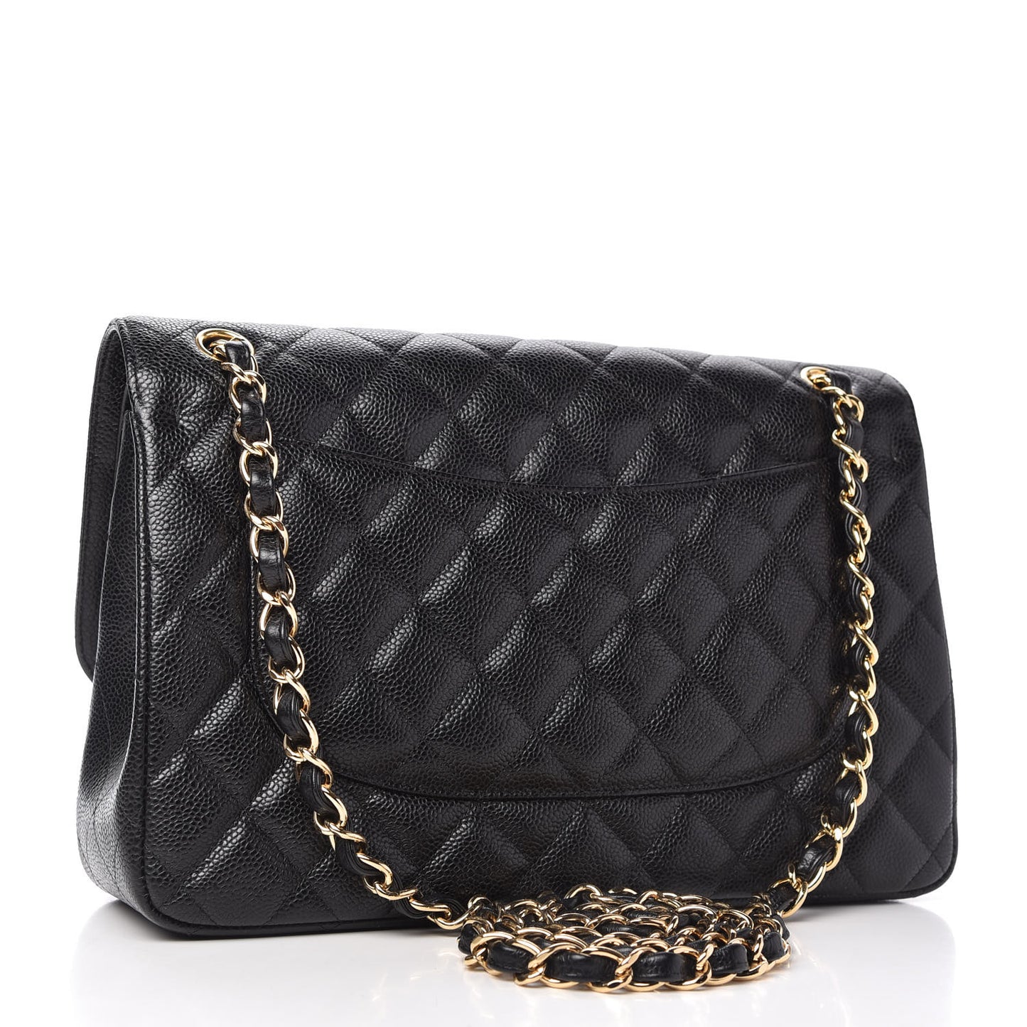 Caviar Quilted Jumbo Double Flap Black