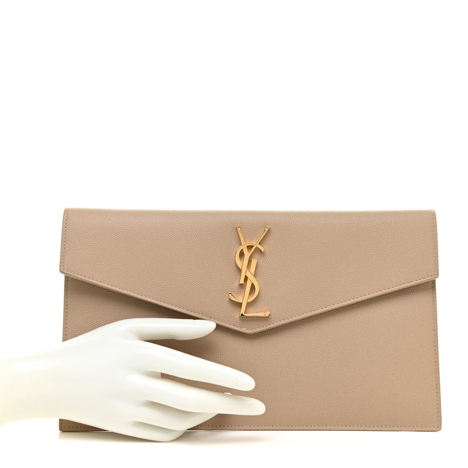 Saint Laurent Grain De Poudre Uptown Pouch Dark Beige 2 of 10