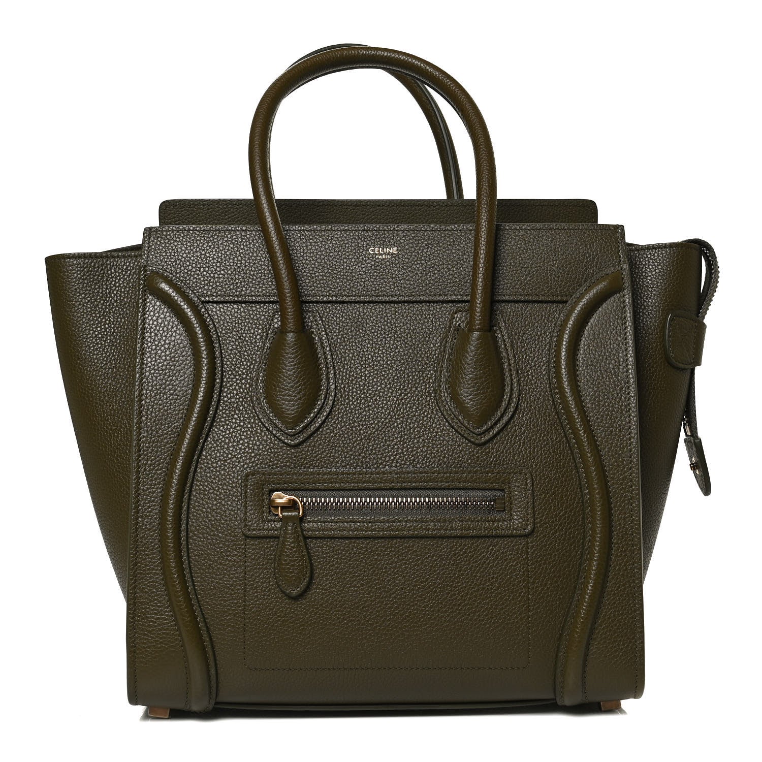 Celine Drummed Calfskin Micro Luggage Dark Olive 1 of 12