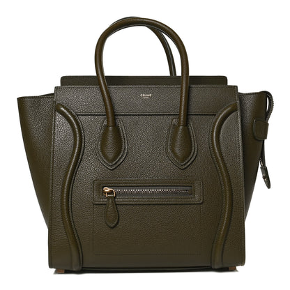 Celine Drummed Calfskin Micro Luggage Dark Olive 1 of 12