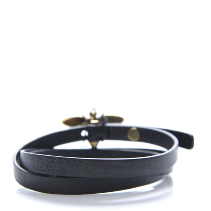 Christian Dior Calfskin Crystal Bee Triple Loop Bracelet Black 3 of 7