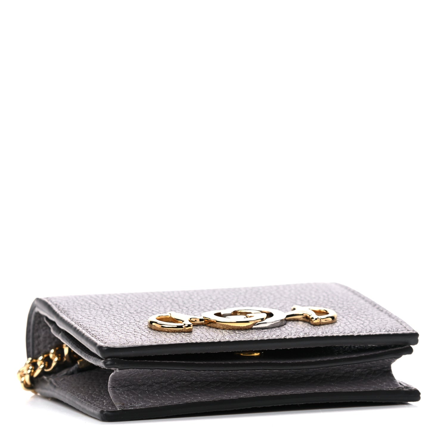 Gucci Grainy Calfskin Zumi Chain Card Case Wallet Dusty Grey 4 of 10