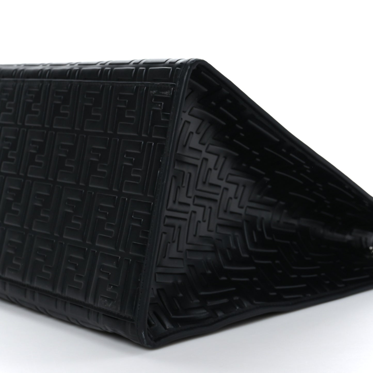 Vitello Century Wicker FF 1974 Embossed Large Runaway Shopper Tote Black