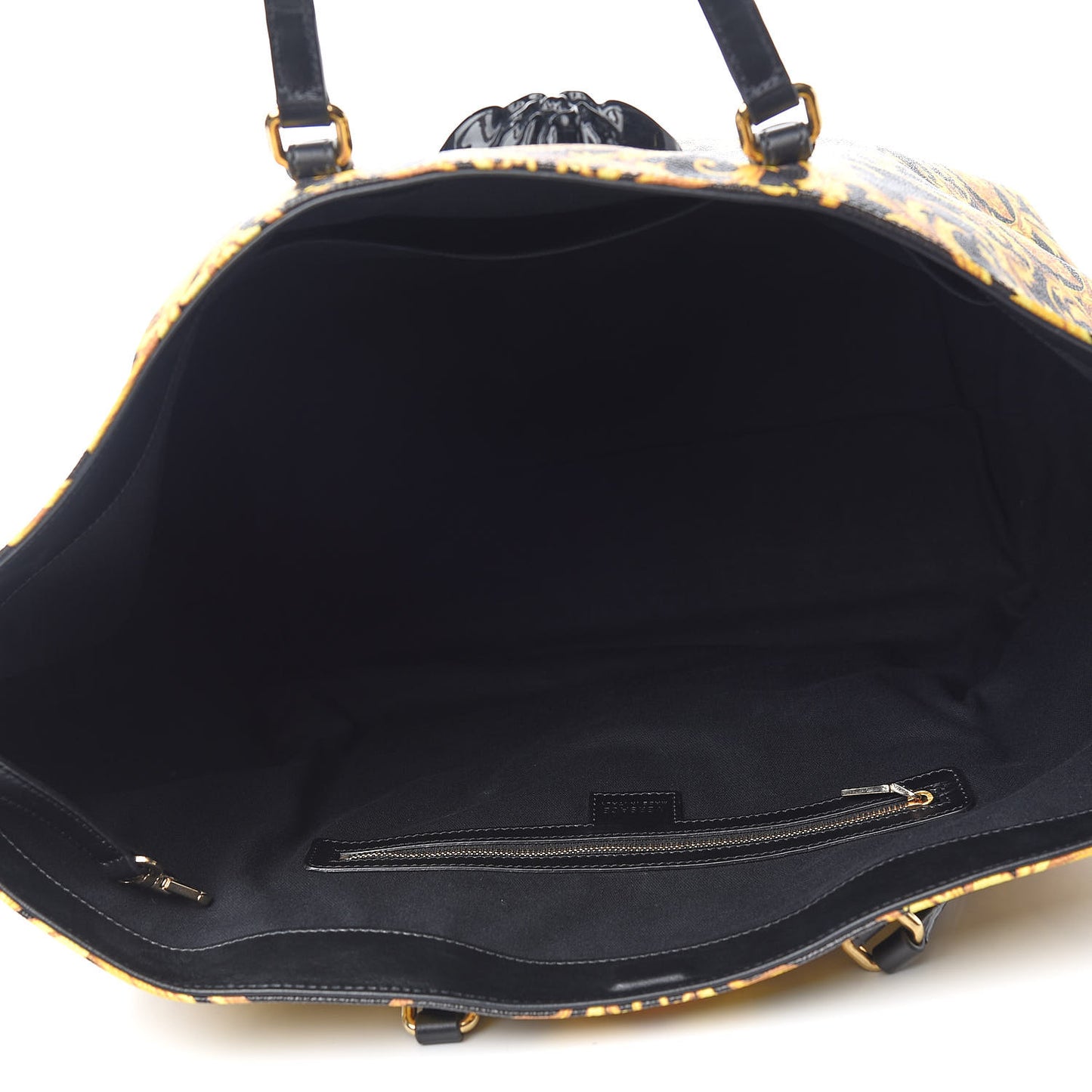 PVC Barocco Printed Tote Black Gold