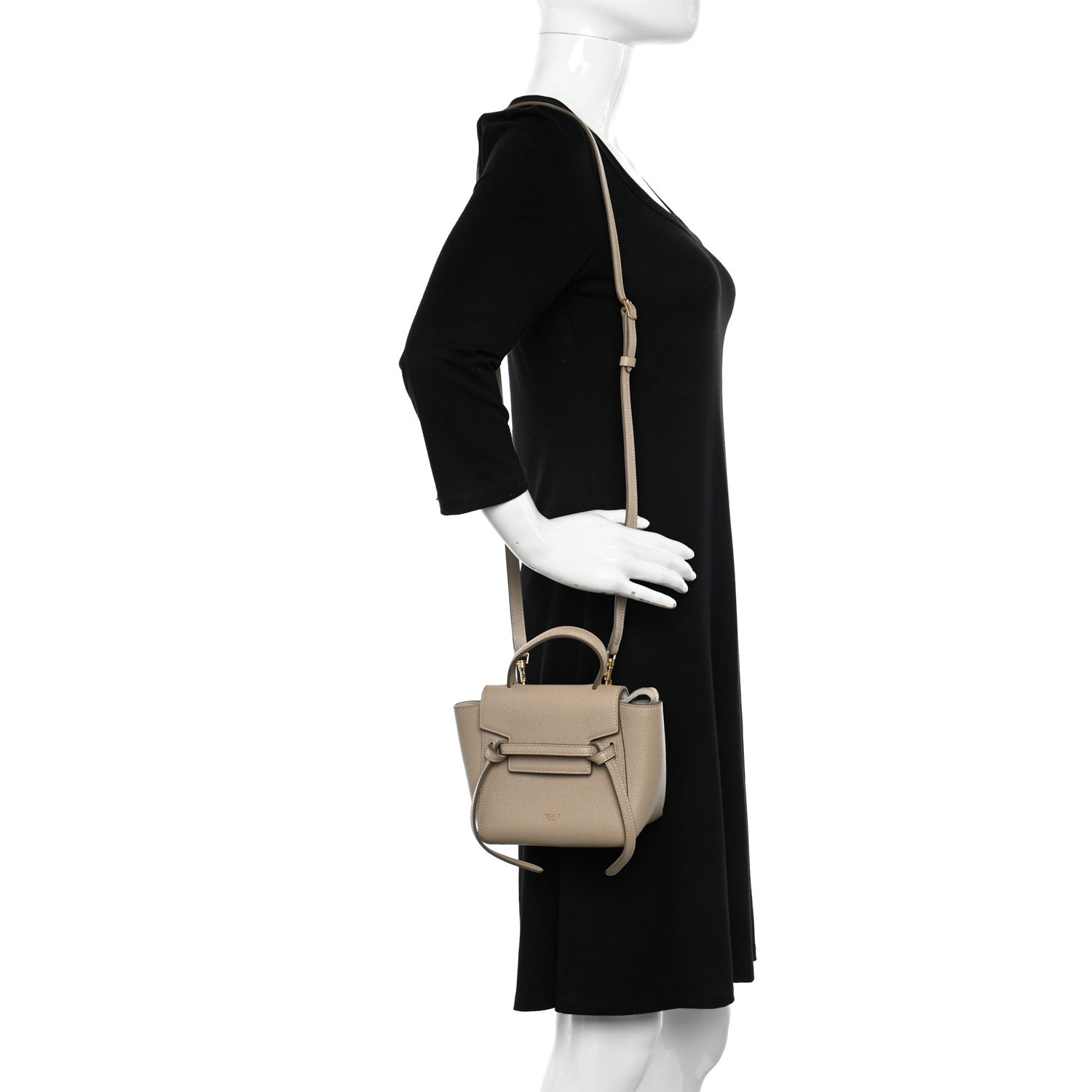 Celine Grained Calfskin Pico Belt Bag Light Taupe 2 of 12
